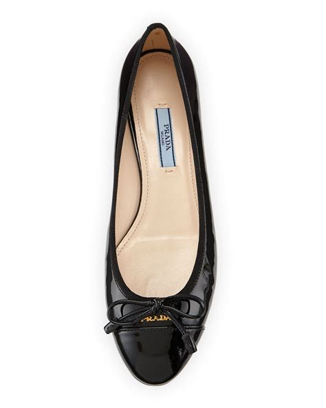 Prada Pointy Cap Toe Ballerina Flat Metal Logo Buckle Talco 